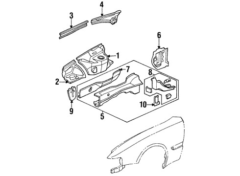 1998 Acura TL Structural Components & Rails Plate, Left Front Tie Down Diagram for 60846SP0000