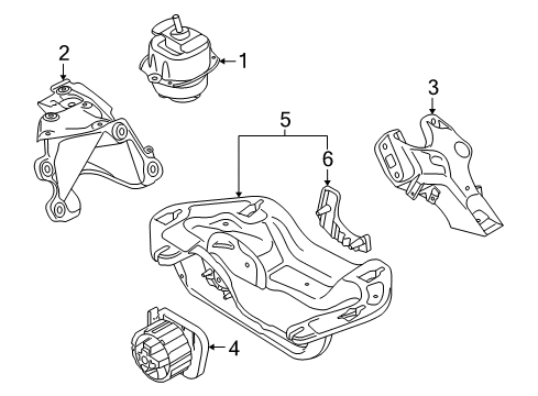 2009 BMW X6 Engine & Trans Mounting Engine Mount Bracket Right Diagram for 22116780146