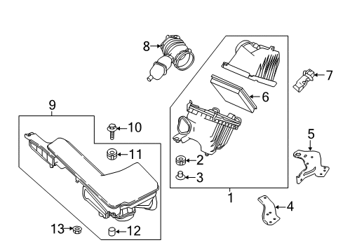2018 Nissan Pathfinder Powertrain Control Air Duct Diagram for 165546KA0A