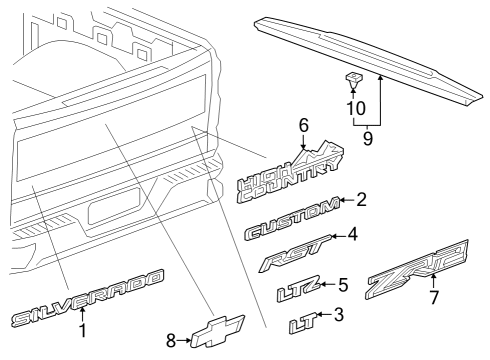 Exterior Trim - Pick Up Box Emblem Diagram for 84434786
