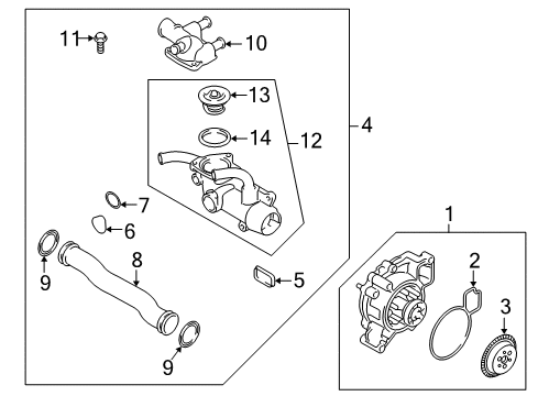 2005 Saab 9-3 Water Pump Seal, Radiator Outlet Pipe (O Ring) Diagram for 12789739