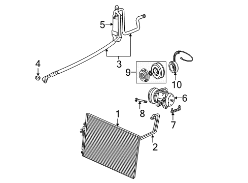 2004 Jeep Grand Cherokee A/C Condenser, Compressor & Lines CONDENSER-CONDENSER And Aux Toc Diagram for 55116931AA
