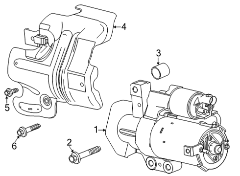2022 Cadillac Escalade ESV Starter Heat Shield Lower Bolt Diagram for 11588716