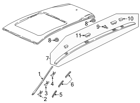 2017 Honda CR-V Exterior Trim - Roof Molding, L. Drip Side Diagram for 73163TLAA11