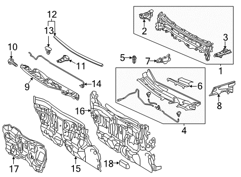 2018 Toyota Prius C Cowl Insulator Diagram for 5521052341