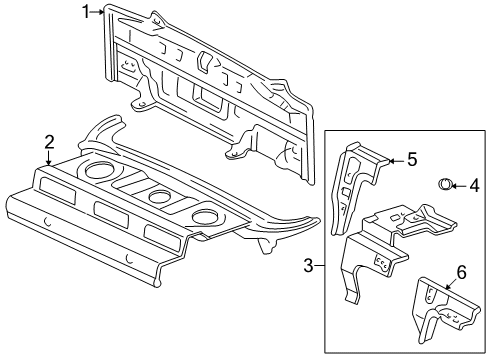 2002 Toyota Prius Rear Body Rear Body Panel Diagram for 5830747020