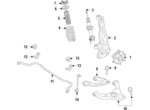 2021 Ford Bronco Front Suspension Components, Lower Control Arm, Upper Control Arm, Stabilizer Bar JOINT ASY - BALL Diagram for MB3Z3050A