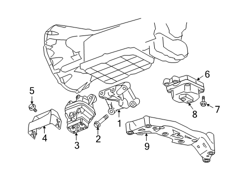 2008 Dodge Magnum Engine & Trans Mounting Support-Engine Support Diagram for 5166040AB