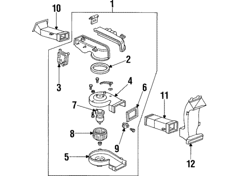 2001 Lincoln Navigator Air Distribution System Blower Assembly Diagram for F77Z18456BA