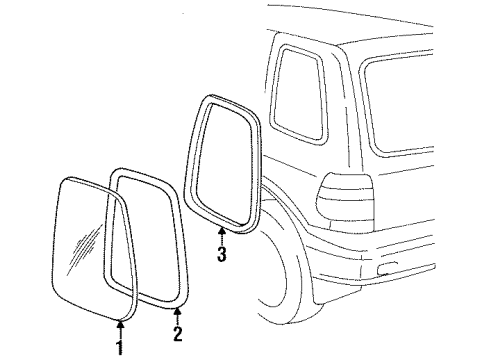 1997 Kia Sportage Quarter Panel - Glass & Hardware SEAMING WELT-Quarter Window Diagram for 0K01862511D