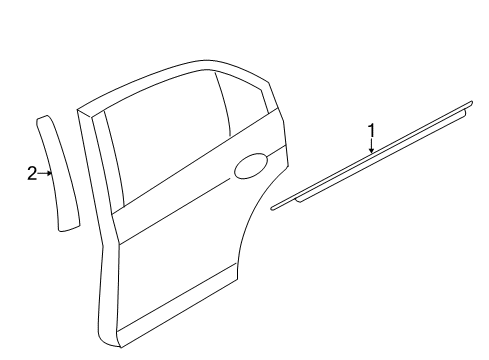 2006 Lincoln Zephyr Exterior Trim - Rear Door Belt Weatherstrip Diagram for 7H6Z5425597A