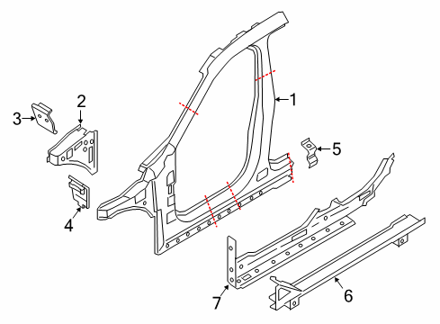 2020 BMW X2 Hinge Pillar, Rocker Reinforcement, Entrance, Left Diagram for 41007436159