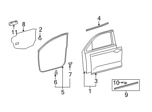 2012 Toyota Tundra Front Door & Components, Exterior Trim Door Shell Diagram for 670020C092