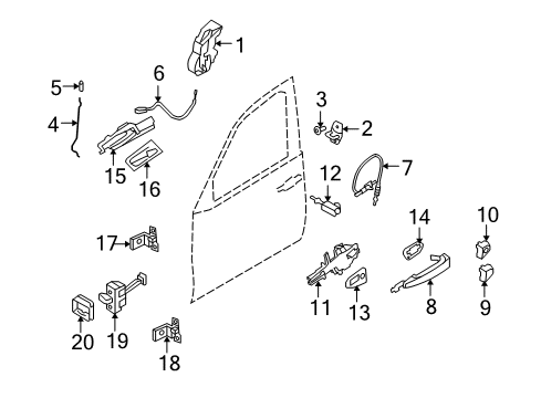 2012 BMW X5 Front Door Catch Key Left Diagram for 51217187881