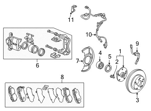1998 Honda Accord Brake Components Disk, Front Brake Diagram for 45251TA5A00