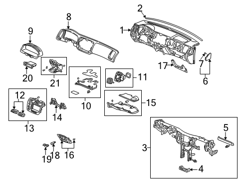 2004 Honda Civic Cluster & Switches, Instrument Panel Outlet Assy., Passenger *NH167L* (GRAPHITE BLACK) Diagram for 77645S5AA11ZA