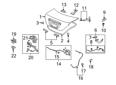 2007 Acura RL Trunk Stay Set, Passenger Side Trunk Open Diagram for 04741SJAA00