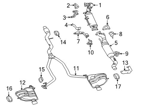 2018 Jeep Grand Cherokee Exhaust Components Front Catalytic Converter Diagram for 68307459AA