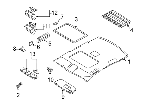 2007 BMW 750i Interior Trim - Roof Covering Front Diagram for 51447905261