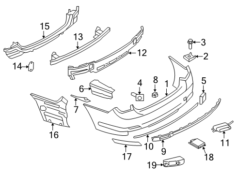 2014 BMW 750i xDrive Rear Bumper Covering Left Diagram for 51127195405
