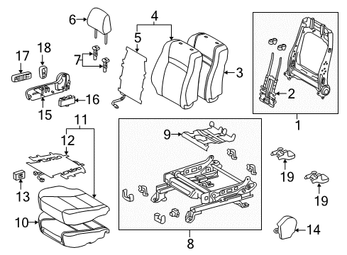 2015 Toyota Camry Power Seats Seat Back Frame Diagram for 7110306010