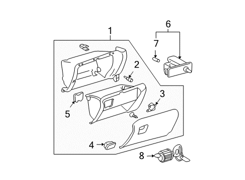 2005 Lexus RX330 Glove Box Plate, Glove Compartment Door Finish Diagram for 5556848010