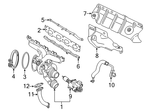 2017 BMW 430i Turbocharger Heat Shield, Exhaust Manifold Diagram for 11657618371