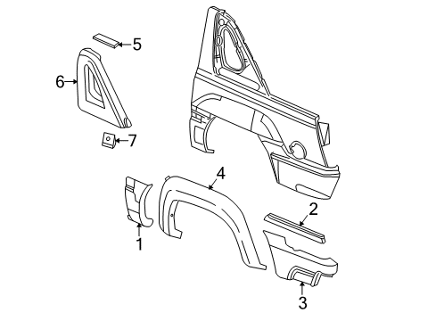 2003 Chevrolet Avalanche 1500 Exterior Trim - Quarter Panel Nameplate Diagram for 15195908