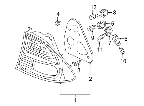 2006 Honda Civic Bulbs Grommet, Right Rear Combination Light Diagram for 90650SZ3003