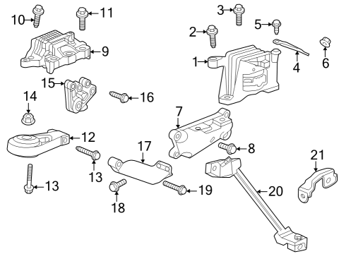 2022 Chevrolet Trailblazer Engine & Trans Mounting Mount Support Diagram for 60002825