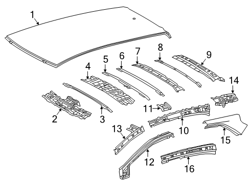 2020 Toyota Corolla Roof & Components Roof Bow Diagram for 6314812100