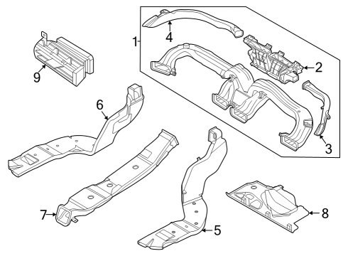 2021 Hyundai Sonata Ducts DUCT-REAR HEATING, LH Diagram for 97360L1000