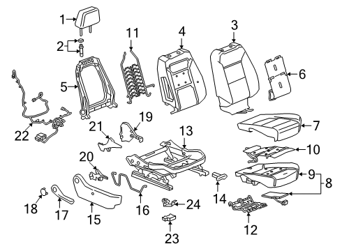 2021 Chevrolet Silverado 1500 Passenger Seat Components Adjust Handle Diagram for 84203830