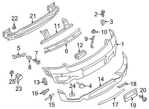 2011 Mini Cooper Countryman Parking Aid Clamps Diagram for 07147054461
