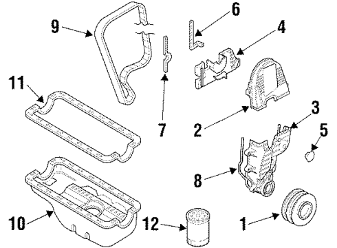 1996 Honda Civic del Sol Filters Grommet, Timing Belt Cover Diagram for 11812PE0300