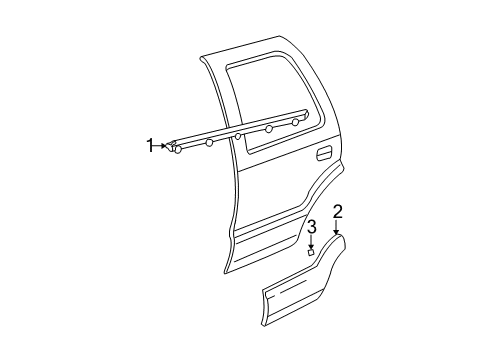 2003 Cadillac Escalade Exterior Trim - Rear Door Molding Asm, Rear Side Door *Paint To Mat Diagram for 88935295