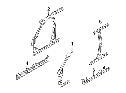 2011 Hyundai Veracruz Center Pillar, Hinge Pillar, Rocker Panel Assembly-Side Sill Inner, RH Diagram for 651803J200