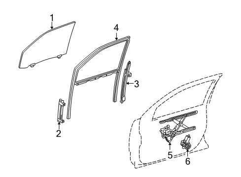 2005 Lexus LS430 Front Door Run, Front Door Glass, RH Diagram for 6814150013