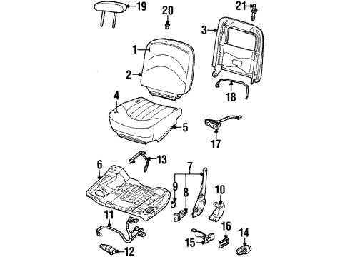 1998 Mercury Grand Marquis Power Seats Seat Cushion Pad Diagram for F8MZ54632A23AA