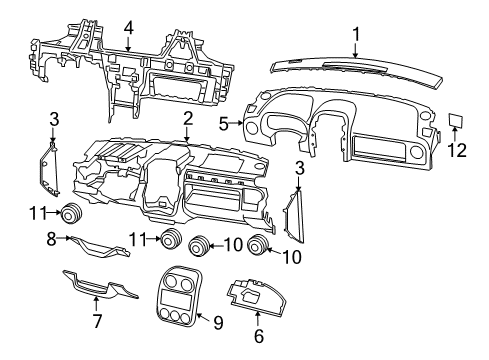 2014 Jeep Compass Instrument Panel Base Pane-Base Panel Diagram for 1NH861DVAA