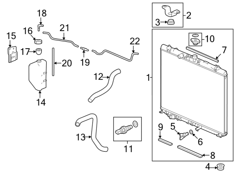 Radiator & Components Bracket, Radiator Mounting Diagram for 74173TYAA00