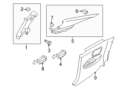 2012 Kia Forte Koup Interior Trim - Quarter Panels Trim Assembly-Center Pillar Diagram for 858301M6008O