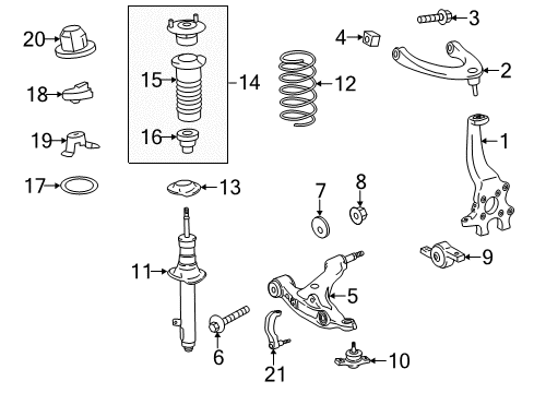 2017 Lexus IS350 Front Suspension Components, Lower Control Arm, Upper Control Arm, Stabilizer Bar Reinforcement, Front Spring Support, No.3 Diagram for 5372953020