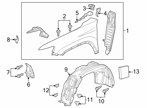 2020 Jeep Cherokee Fender & Components Shield-WHEELHOUSE Diagram for 68287923AC