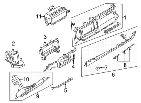2021 Ford Bronco Instrument Panel Components COVER - STEERING COLUMN OPENIN Diagram for M2DZ7804459AA