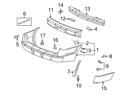 2005 Pontiac Montana Rear Bumper Shield Asm-Rear Bumper Fascia Splash Diagram for 15271835