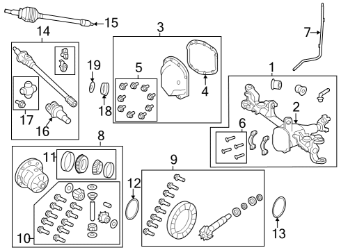 2022 Jeep Gladiator Front Axle & Carrier SHIM Kit-Differential Diagram for 68400504AA