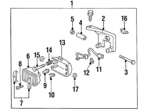 1992 GMC K2500 Fog Lamps Retainer-Fog Lamp Wire Diagram for 16502951
