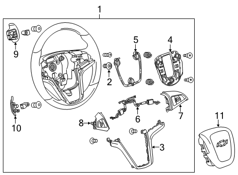 2013 Chevrolet Camaro Steering Column, Steering Wheel & Trim Cruise Switch Diagram for 13352975
