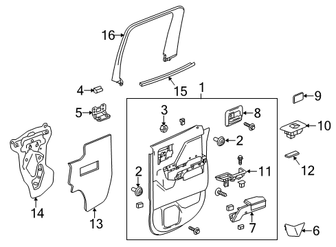 2014 GMC Sierra 1500 Interior Trim - Rear Door Handle, Inside Diagram for 23142292